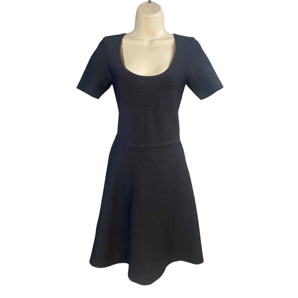 White House Black Market Bandage Dress Womens XS Black Skater Evening Office LBD
